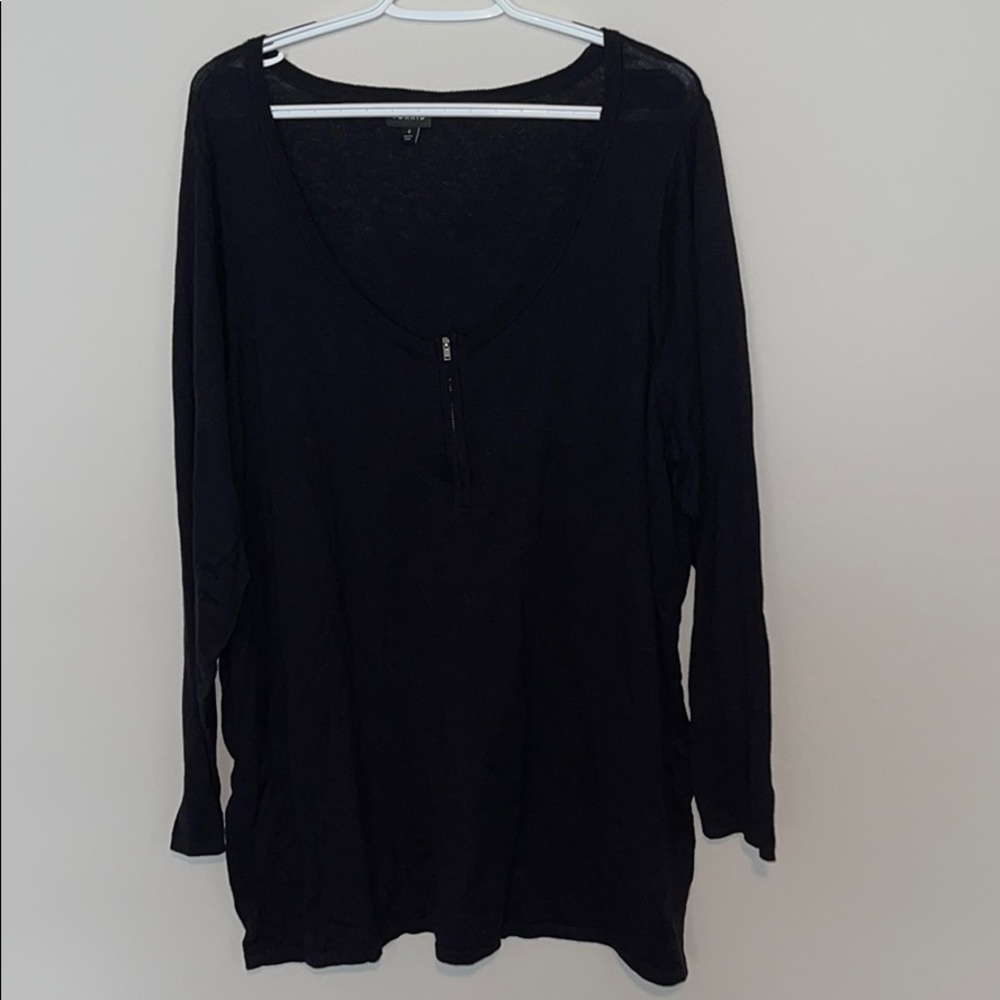 Black Scoop Neck Sweater with Zipper Detail